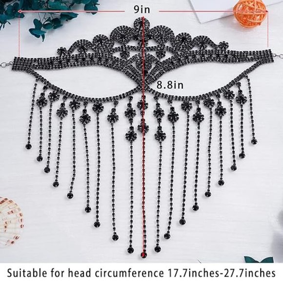 NWT Sparkling Swarovski Bling Crystal Rhinestone Mask Halloween Costume … - Picture 2 of 10